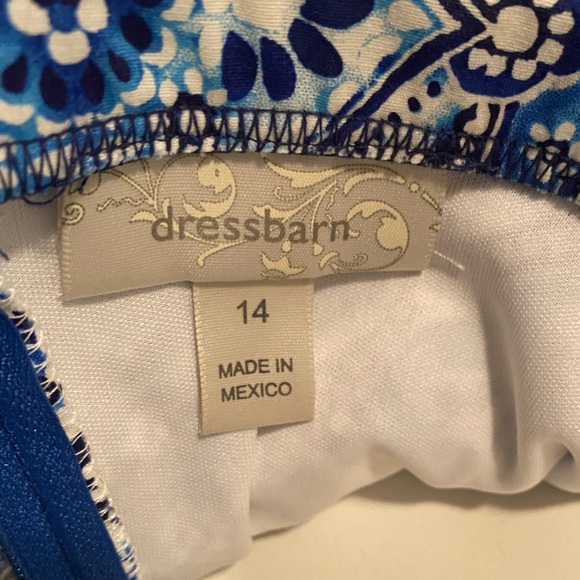 Floral Blue A-Line Dress with Ruching - Picture 3 of 3